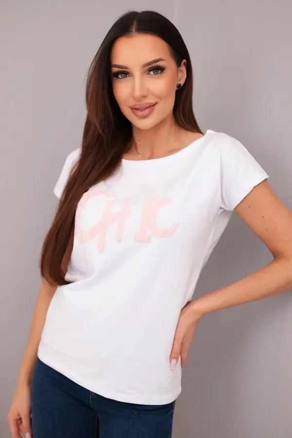 Kesi Kesi ženska pamučna bluza s printom CHIC bijela