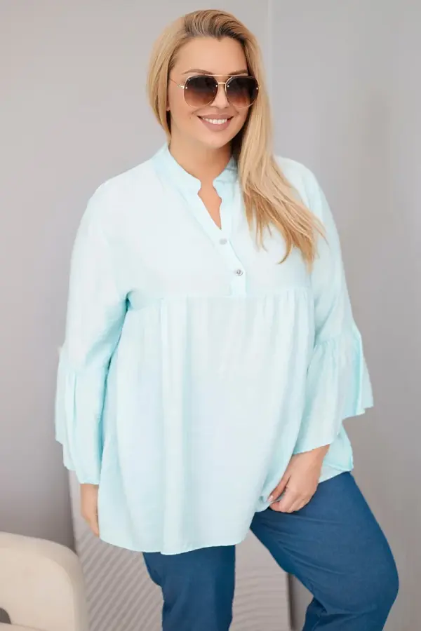 Kesi Włoski Kesi ženska plus size bluza od viskoze s volanima na rukavima