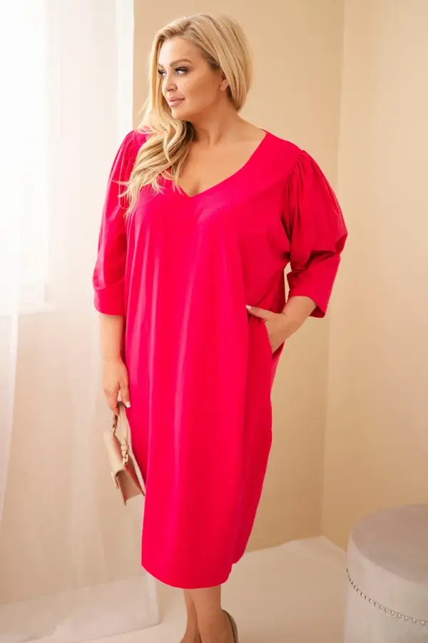 Kesi Kesi ženska plus size haljina s džepovima boje fuksije
