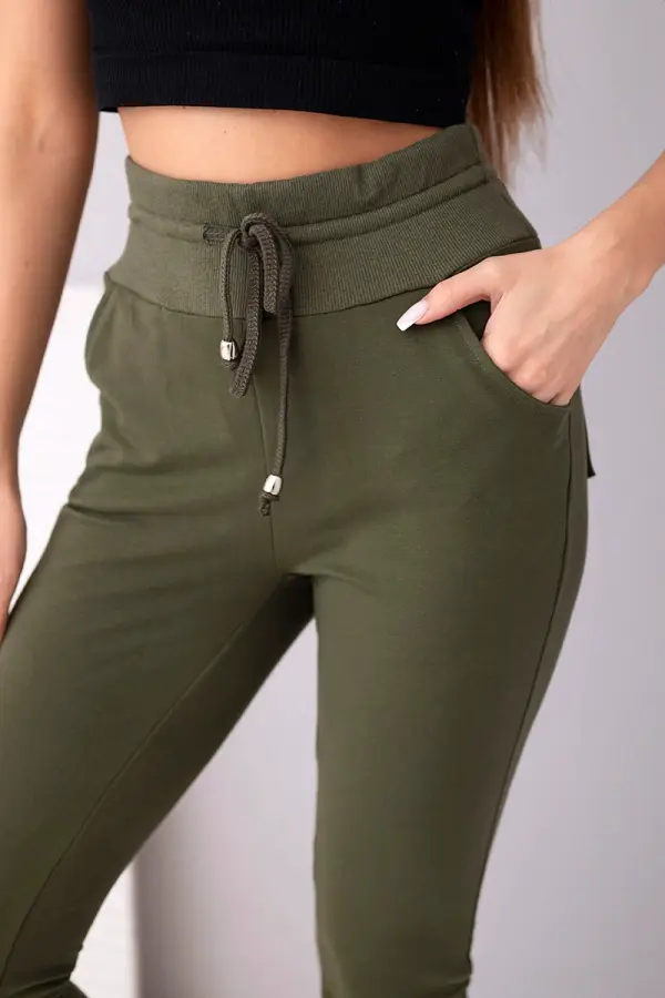 Kesi Kesi ženske trenirke visokog struka, kaki