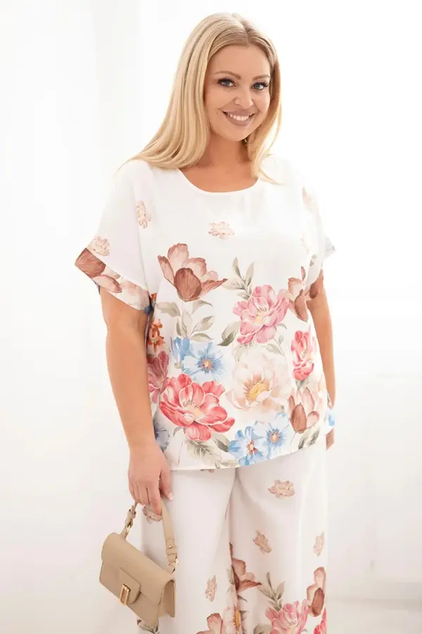 Kesi Włoski Kesi ženski plus size set s geometrijskim uzorkom boje fuksije