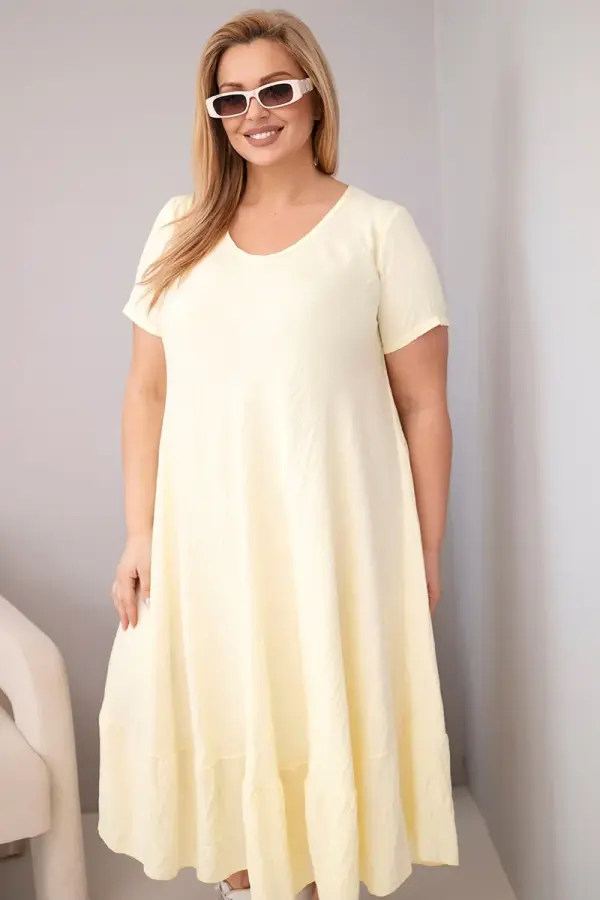 Kesi Włoski Kesi žuta plus size haljina kratkih rukava