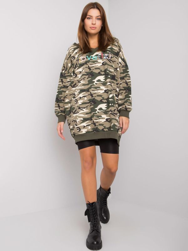 Fashionhunters Khaki camo tunic with the inscription Emira
