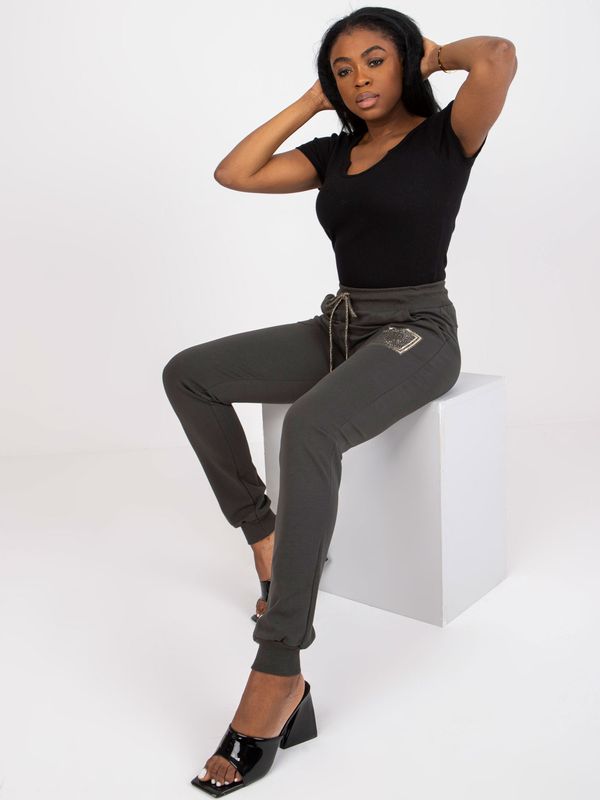 Fashionhunters Khaki cotton sweatpants