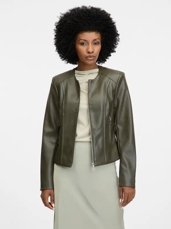 Orsay Khaki Women's Leatherette Jacket ORSAY - Women's