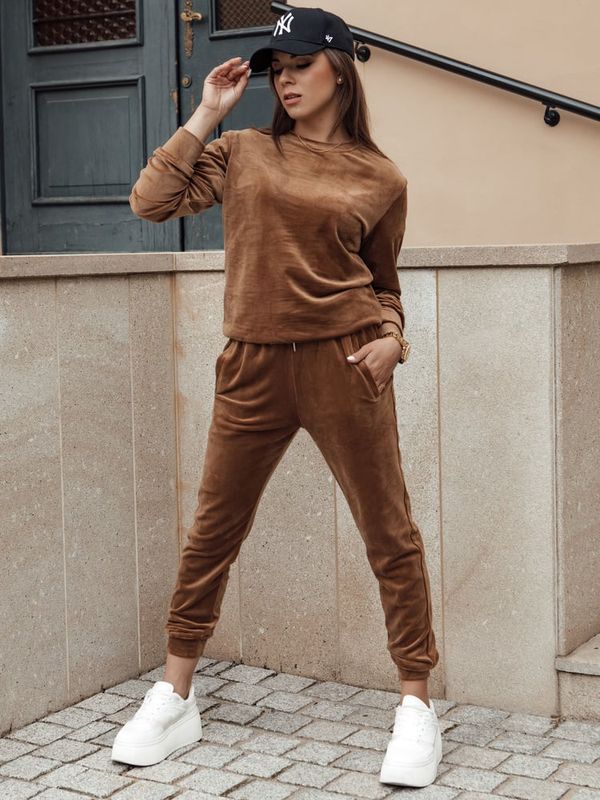 DStreet Komplet damski welurowy URBANVELVET brązowy Dstreet