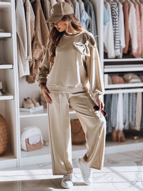 DStreet Komplet dresowy damskie one size oversizowy DRESOVA beżowy Dstreet