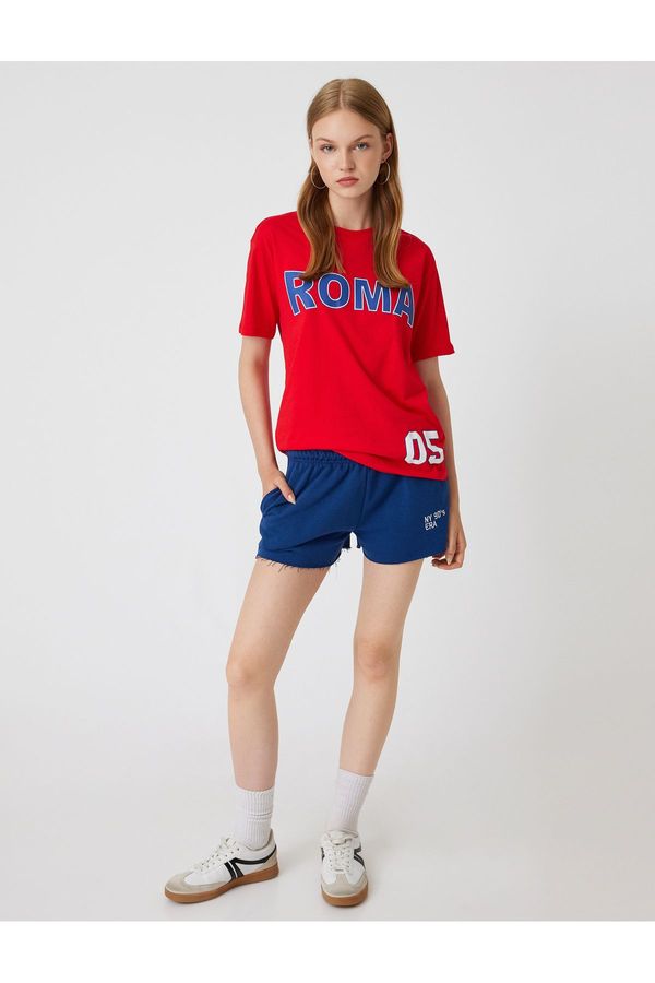 Koton Koton Back Printed T-Shirt Oversize Crew Neck Short Sleeve