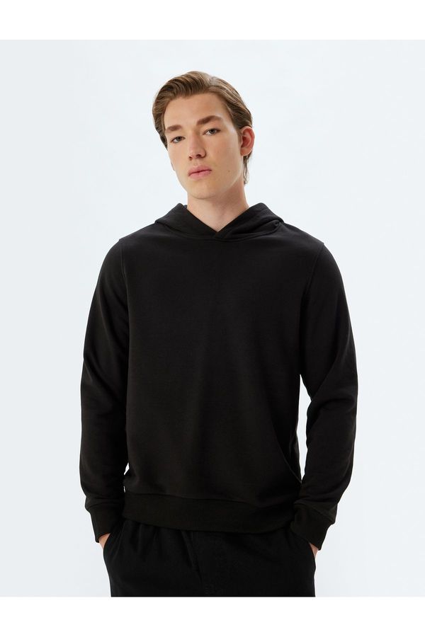 Koton Koton Basic Cotton Long Sleeve Hooded Sweatshirt