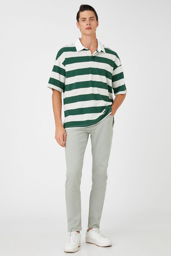 Koton Koton Basic Gabardine Trousers 5 Pockets Button Detailed