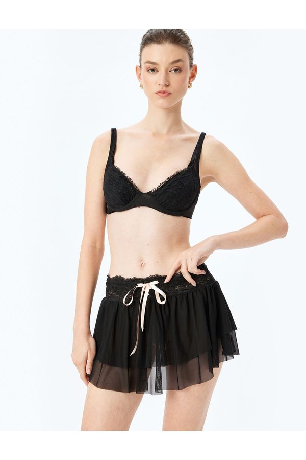 Koton Koton Bow Detailed Lace Mini Tulle Shorts Skirt Pajama Bottoms