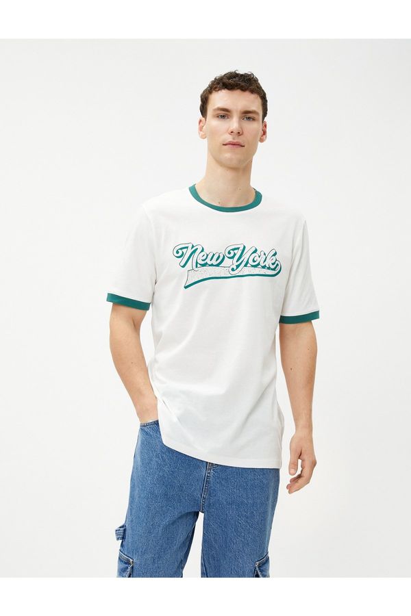 Koton Koton College majica tiskana posada vrat kratkih rukava pamuk