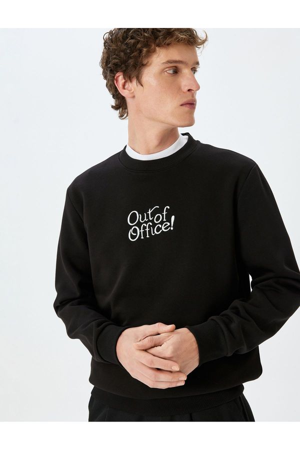 Koton Koton Cotton Blended Crew Neck Slogan Printed Sweatshirt