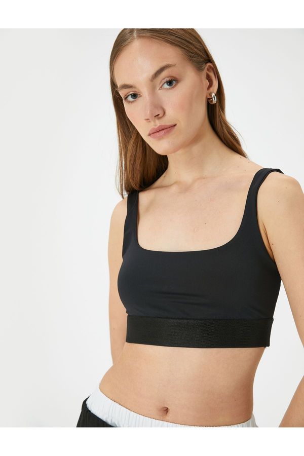 Koton Koton Crop Tank Top Thick Strap Square Collar