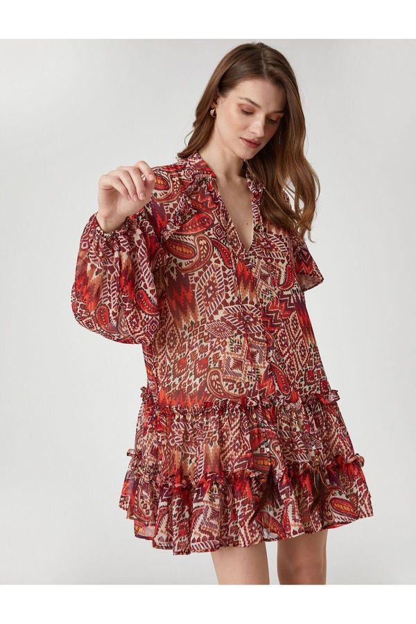 Koton Koton etnički uzorak slojevita mini šifonska haljina