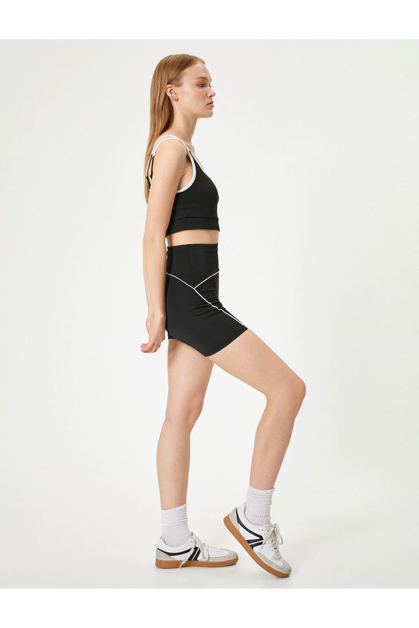 Koton Koton Extra Short Sports Leggings High Waist Line Detailed
