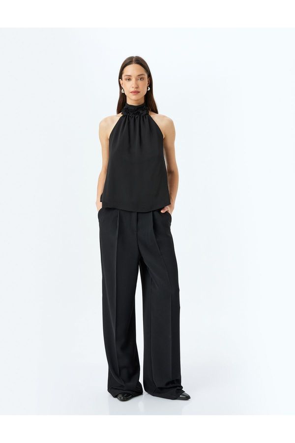 Koton Koton Halter Neck Blouse with Flower Applique Detail