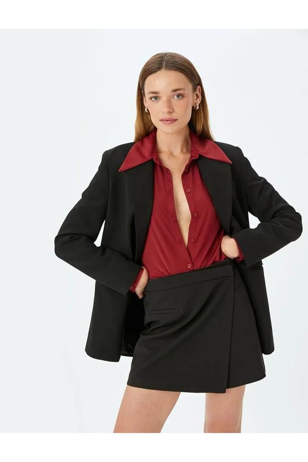 Koton Koton High Waist Mini Double Breasted Shorts Skirt