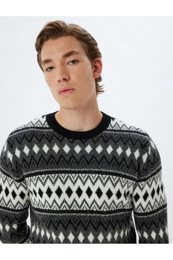 Koton Koton Knitwear Sweater Crew Neck Patterned Long Sleeve