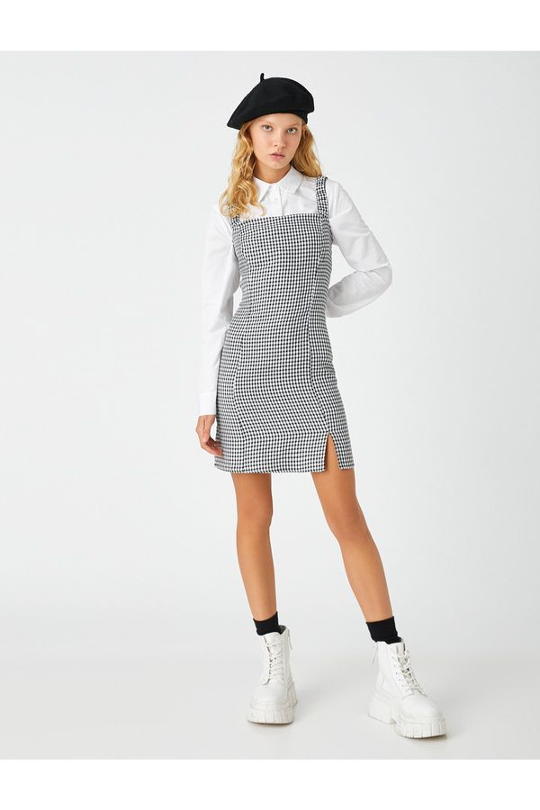 Koton Koton kockasta haljina pamuk s prorezima