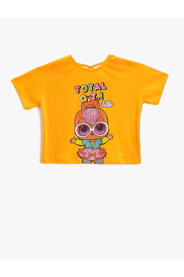 Koton Koton Lol Printed Crop Licensed Cotton T-Shirt