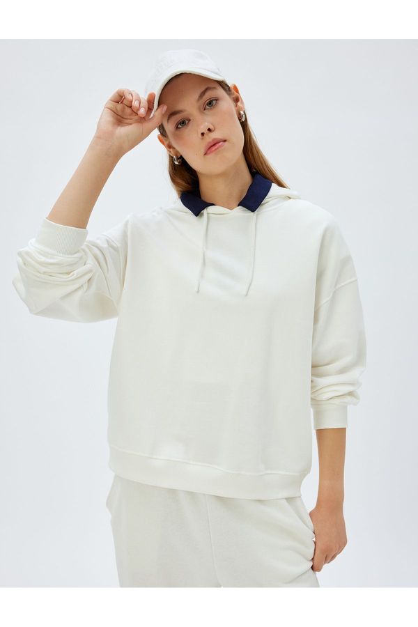 Koton Koton Long Sleeve Triple Thread Cotton Basic Hooded Sweatshirt