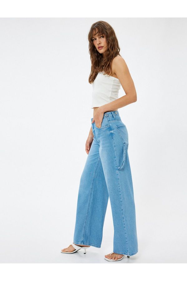 Koton Koton Low Waist Denim Trousers with Pocket Detail - Loose Straight Fit Jeans