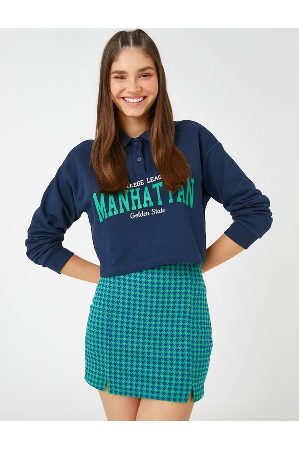 Koton Koton Mini Skirt with Slit Detail on the Sides, Crowbar Pattern.