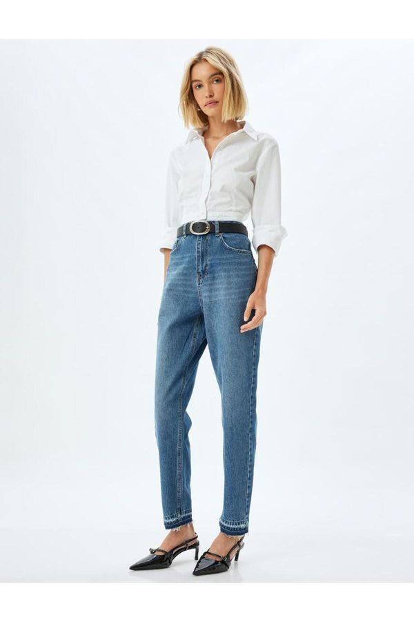 Koton Koton Mom Fit Jeans Regular Waist Short Leg Buttoned Cotton - Mom Fit Jeans