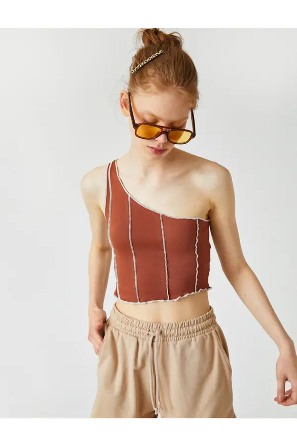Koton Koton One-Shoulder Crop Singlet