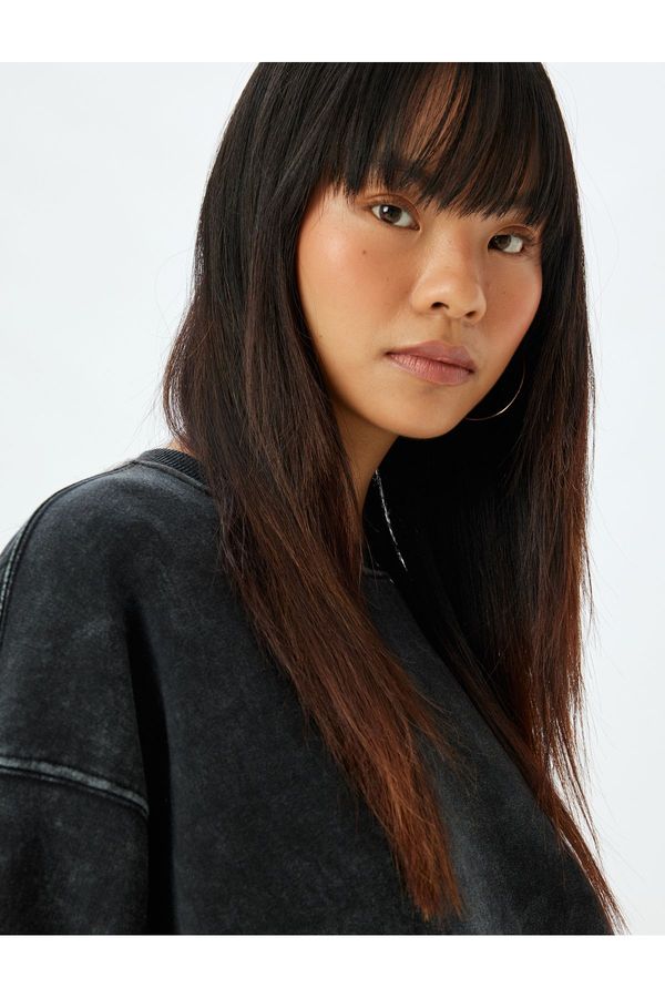 Koton Koton Oversize Sweatshirt Crew Neck Washed Long Sleeve