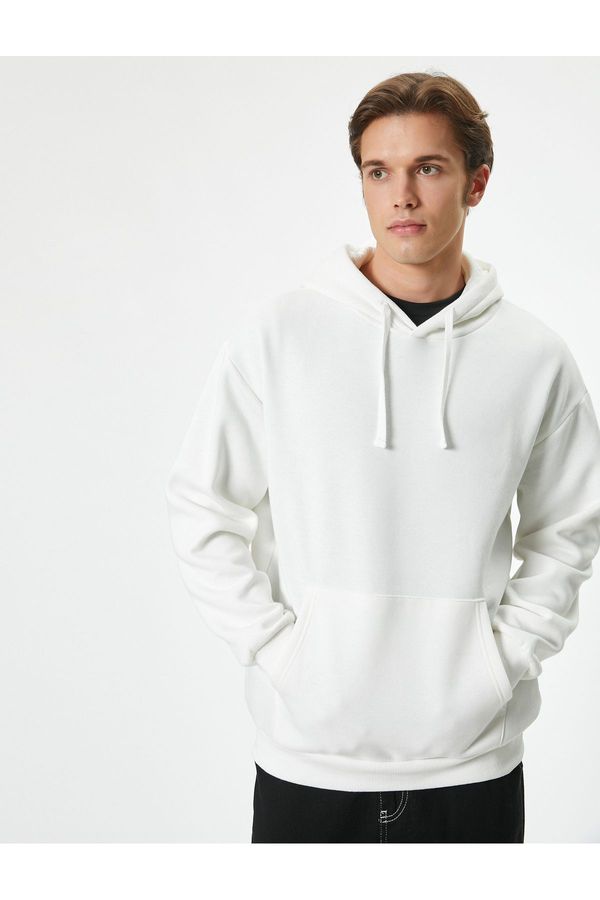 Koton Koton Oversize Sweatshirt Hooded Basic Long Sleeve Kangaroo Pocket Detailed Hoodie