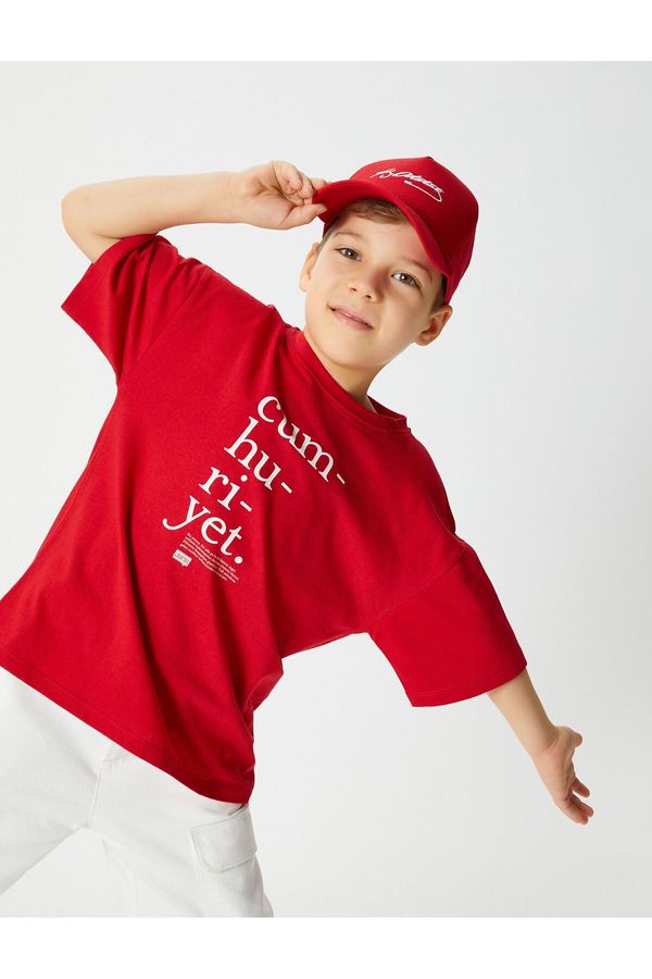 Koton Koton Oversize T-Shirt Cumhuriyet Lûgat365 Licensed Short Sleeve Cotton