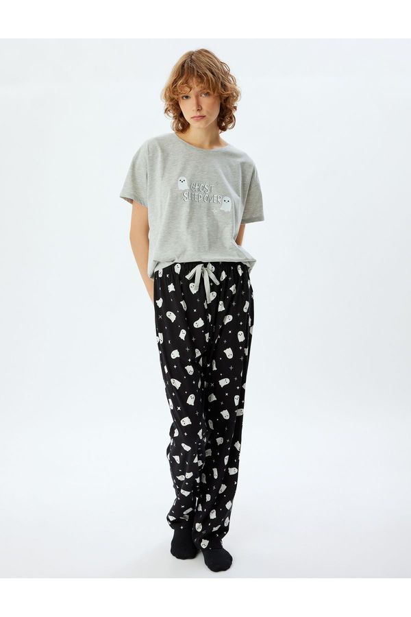 Koton Koton Pajama Set Printed Short Sleeve T-Shirt and Bottoms