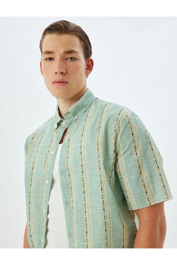 Koton Koton Patterned Shirt Short Sleeve Button Down Collar Cotton