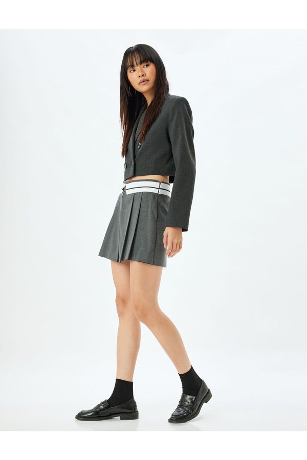 Koton Koton Pleated Bias Shorts Skirt Standard Waist