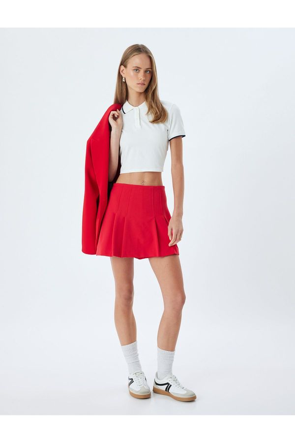 Koton Koton Pleated Mini Short Skirt
