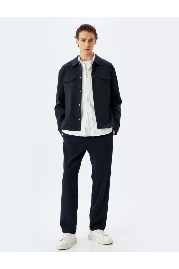 Koton Koton Pocket Detailed Viscose Blend Buttoned Striped Tracksuit Trousers
