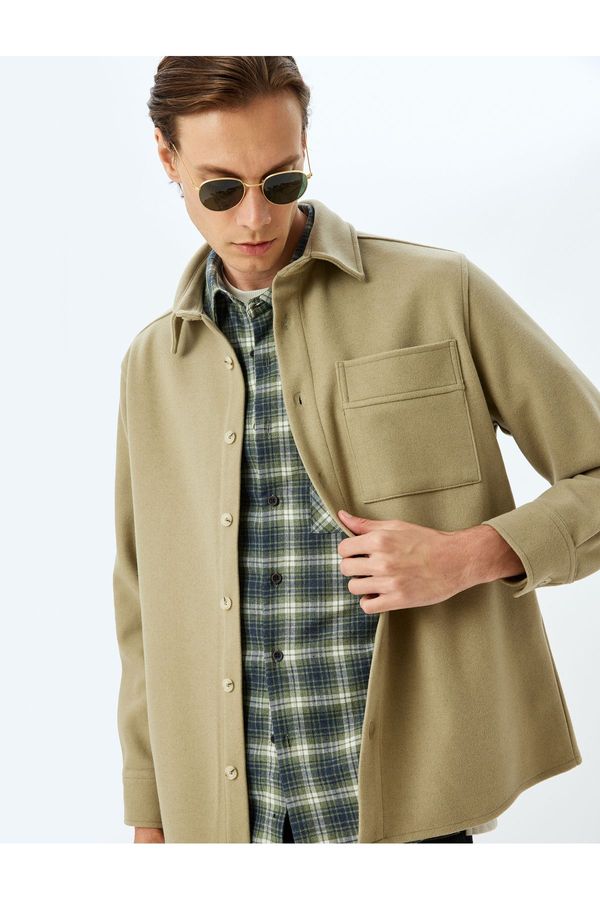 Koton Koton Pocket Detailed Viscose Blend Shirt Jacket
