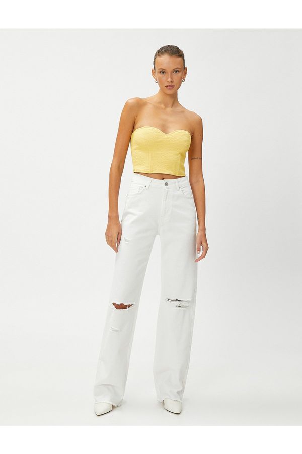 Koton Koton poderane traperice ravne noge visokog struka - Nora Jeans