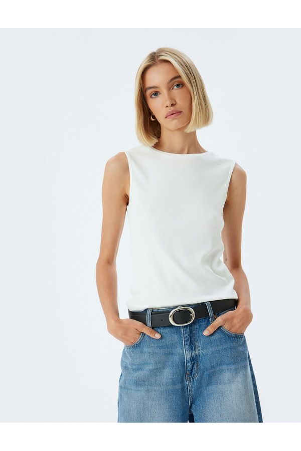 Koton Koton Round Neck Viscose Fabric Basic Ribbed Undershirt