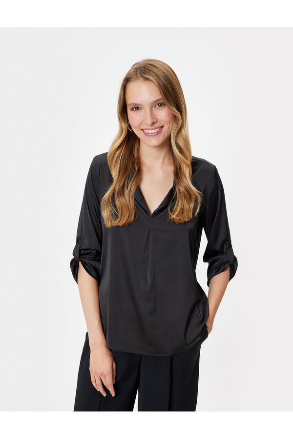 Koton Koton Satin Blouse 3/4 Sleeve Loose Pattern