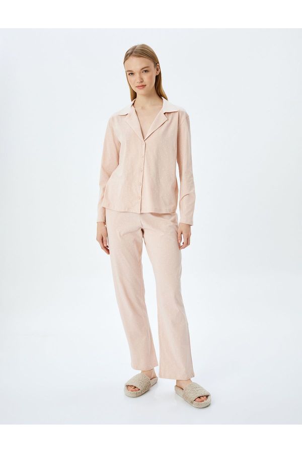 Koton Koton Shirt Collar Buttoned Polka Dot Print Pajamas Set
