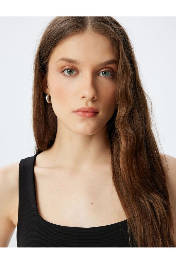 Koton Koton Sleeveless Square Neck Crop Corset Look Top