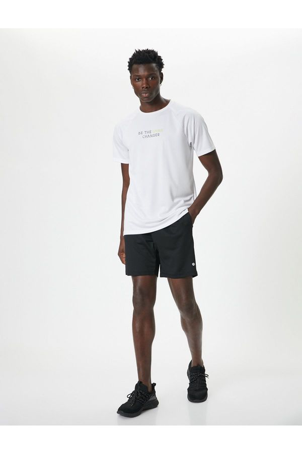 Koton Koton Slogan Printed Short Sleeve Crew Neck Sports T-Shirt