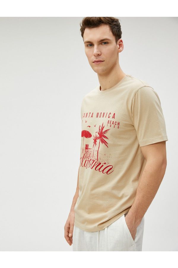 Koton Koton slogan tiskana majica, vrat posade, tanak pamučni.