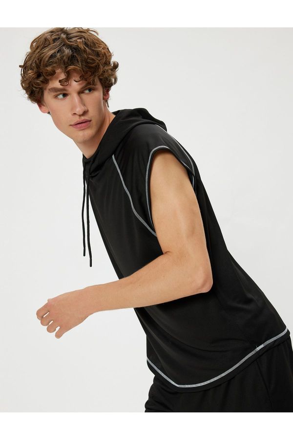 Koton Koton Sports Athlete Hooded Sleeveless with Printed Stitching Detail on the Back
