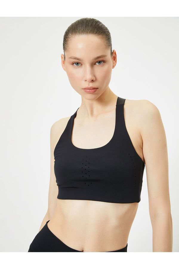 Koton Koton Sports Bra Adjustable Cross Strap Back Hook Closure Covered