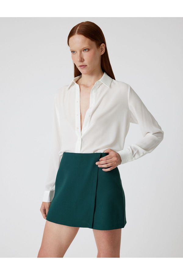 Koton Koton Standard Waist Double Breasted Mini Shorts Skirt