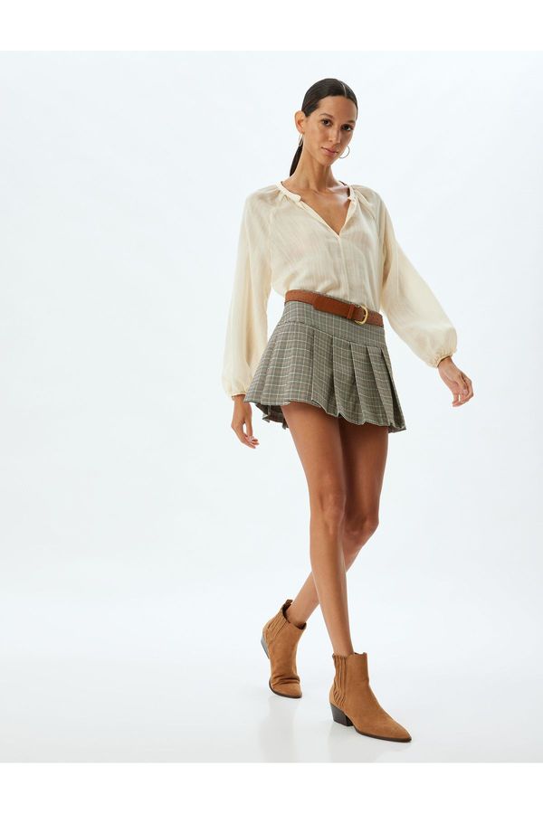 Koton Koton Standard Waist Plaid Pleated Mini Skirt